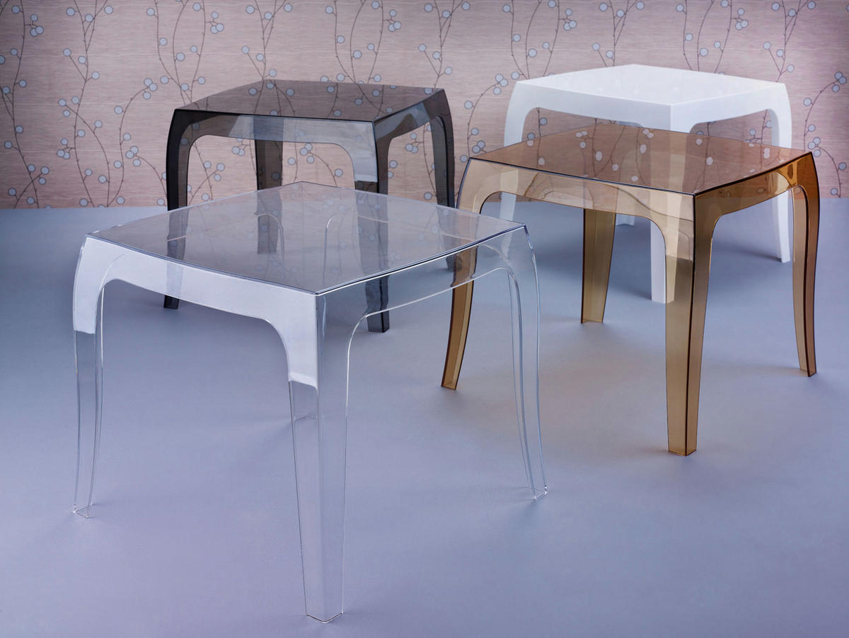 GARTENTISCH eckig 51/51/43 cm Kunststoff transparent - Transparent, Kunststoff (51/51/43cm) - CLP