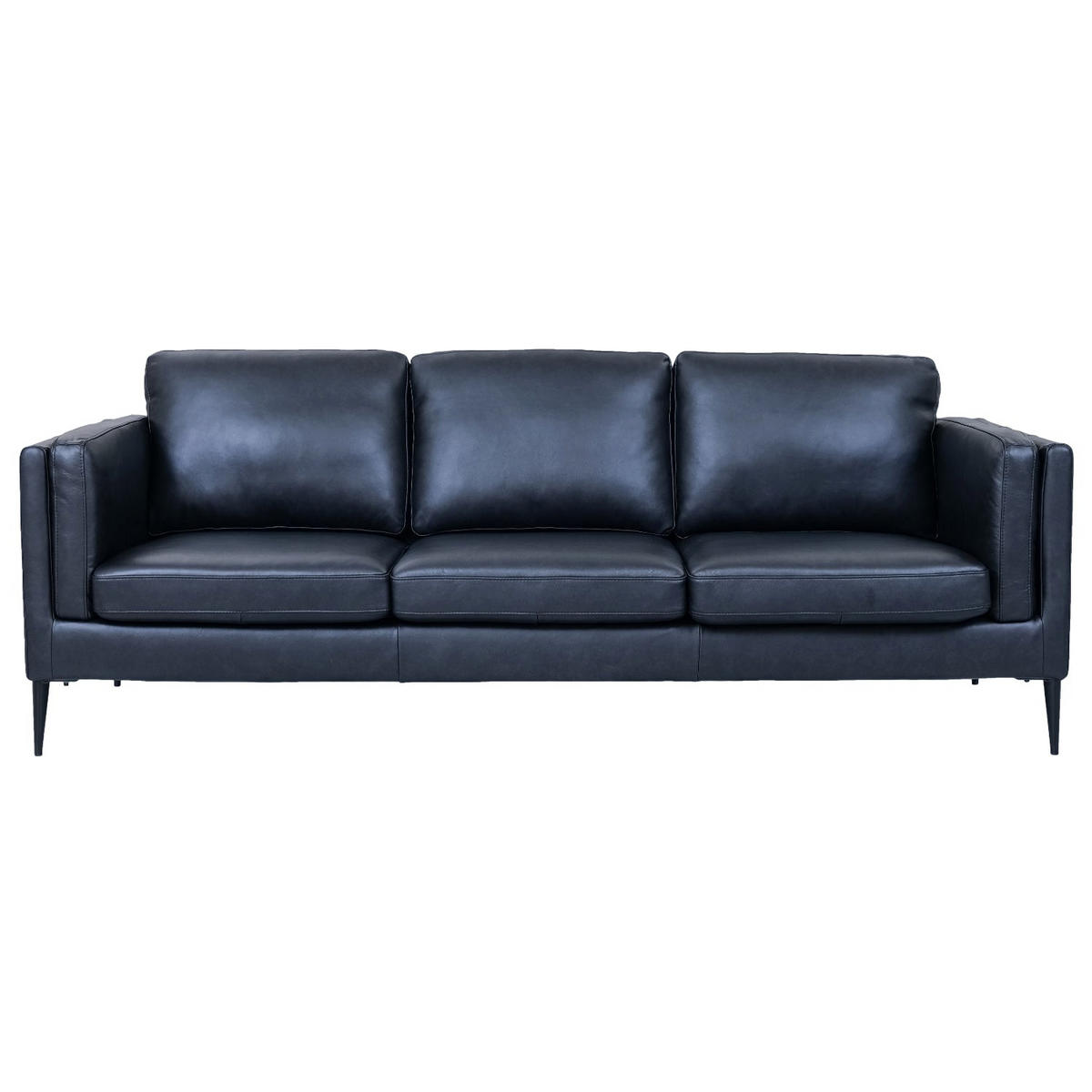 DREISITZER-SOFA Echtleder Schwarz - Schwarz, Leder/Metall (220/83/88cm) - Furnhouse
