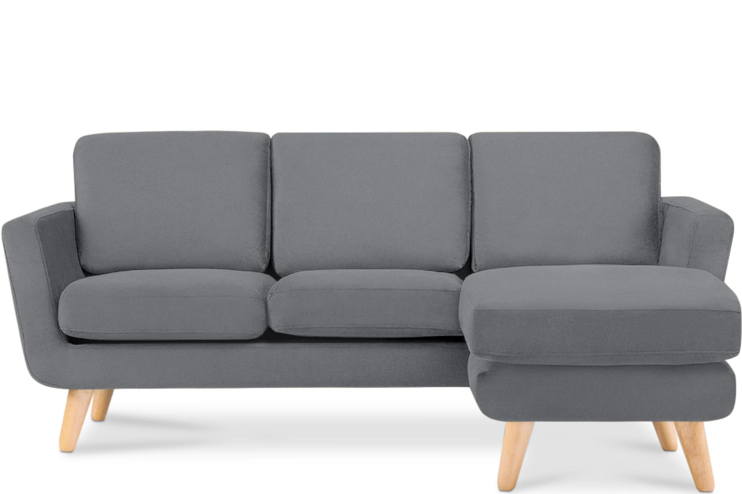 ECKSOFA-RECHTS TAGIO 3/4 Sitzer, grau - Braun/Grau, Buchenholz/Textil (190/151cm) - KONSIMO®