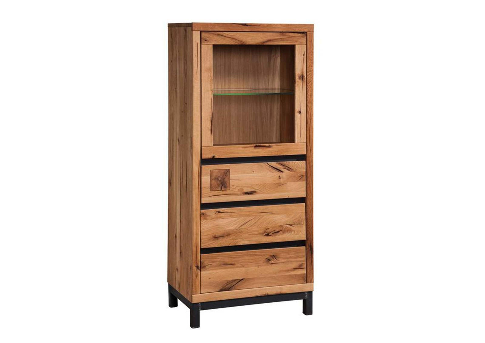 VITRINE Wildeiche 65x40x148 natur geölt VILLANDERS #103 - Naturfarben, Holz (65/148/40cm) - Massivmoebel24