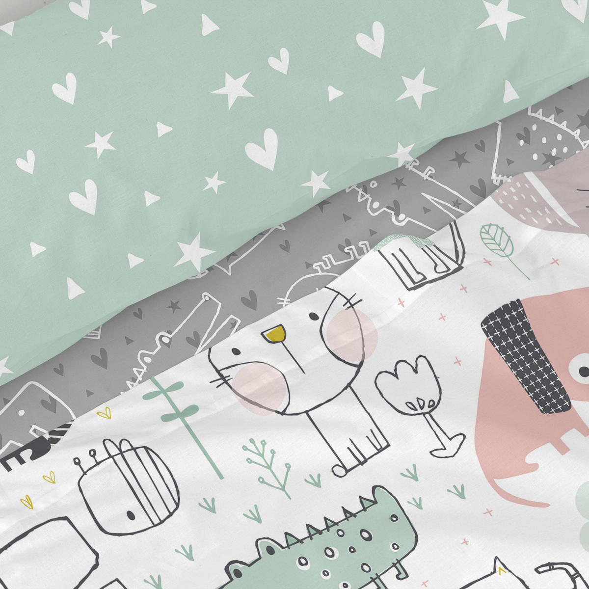 BETTWÄSCHE 2er-Set teiliges best buddies 180x270 cm mehrfarbig - Multicolor, Textil (180/270cm) - Happy Friday