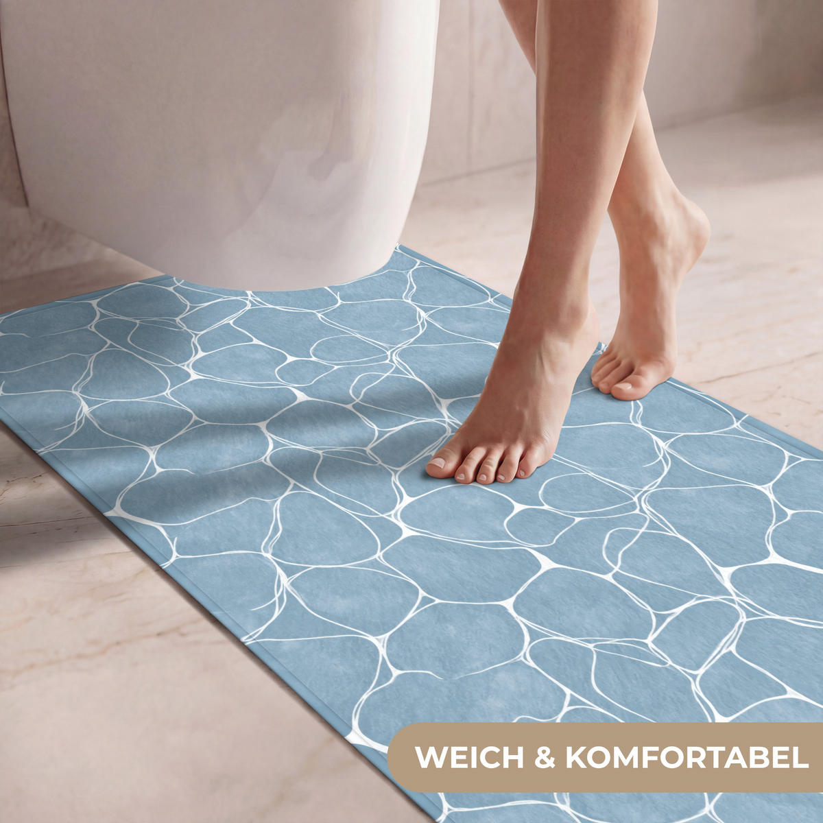 WC PŘEDLOŽKA Organic - vzor - modrá 60x120 cm - světle modrá, textil/plast (60/1cm) - OnlyWow