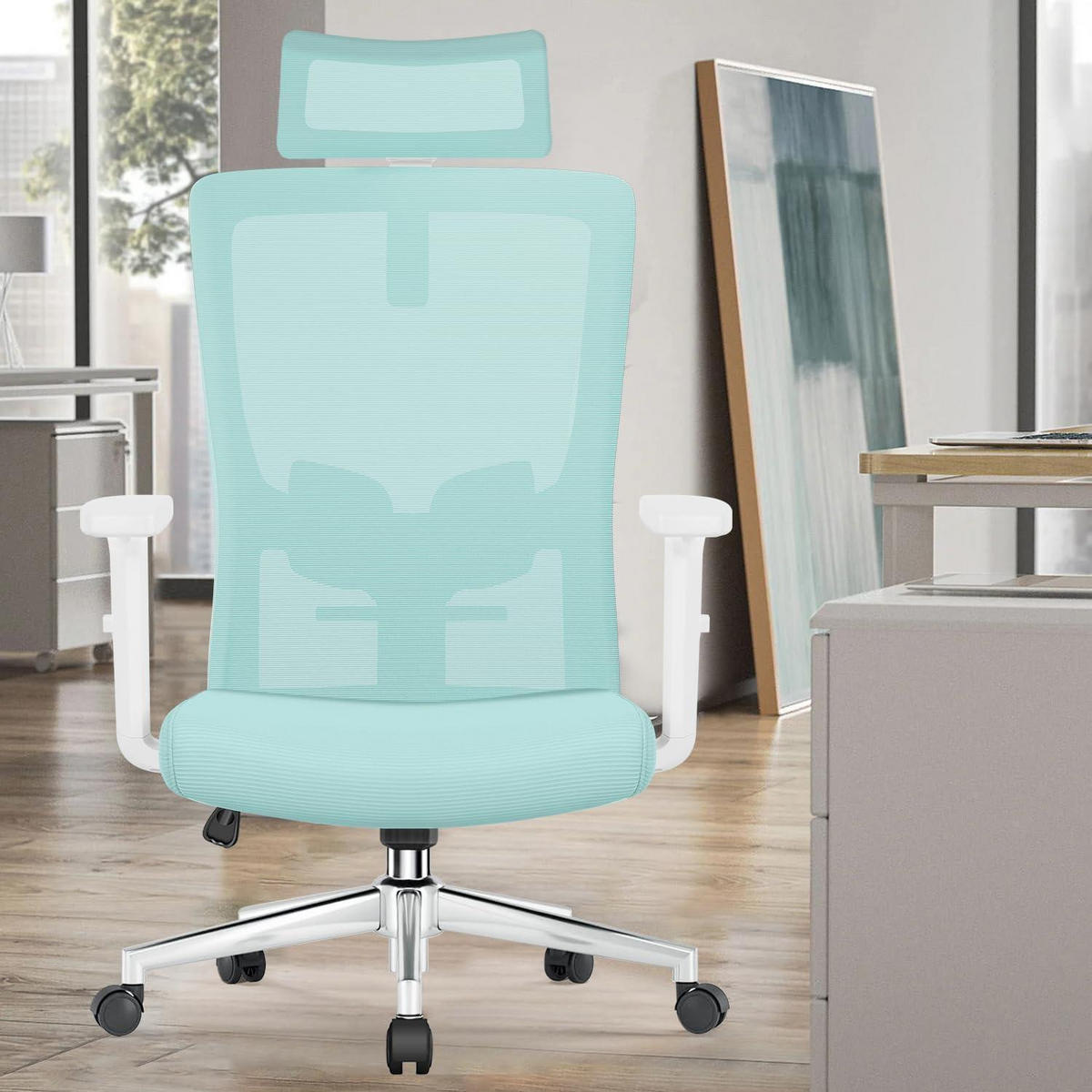 BÜROSTUHL Ergonomisch Blaugrün - Türkis, Textil (70/128/70cm)