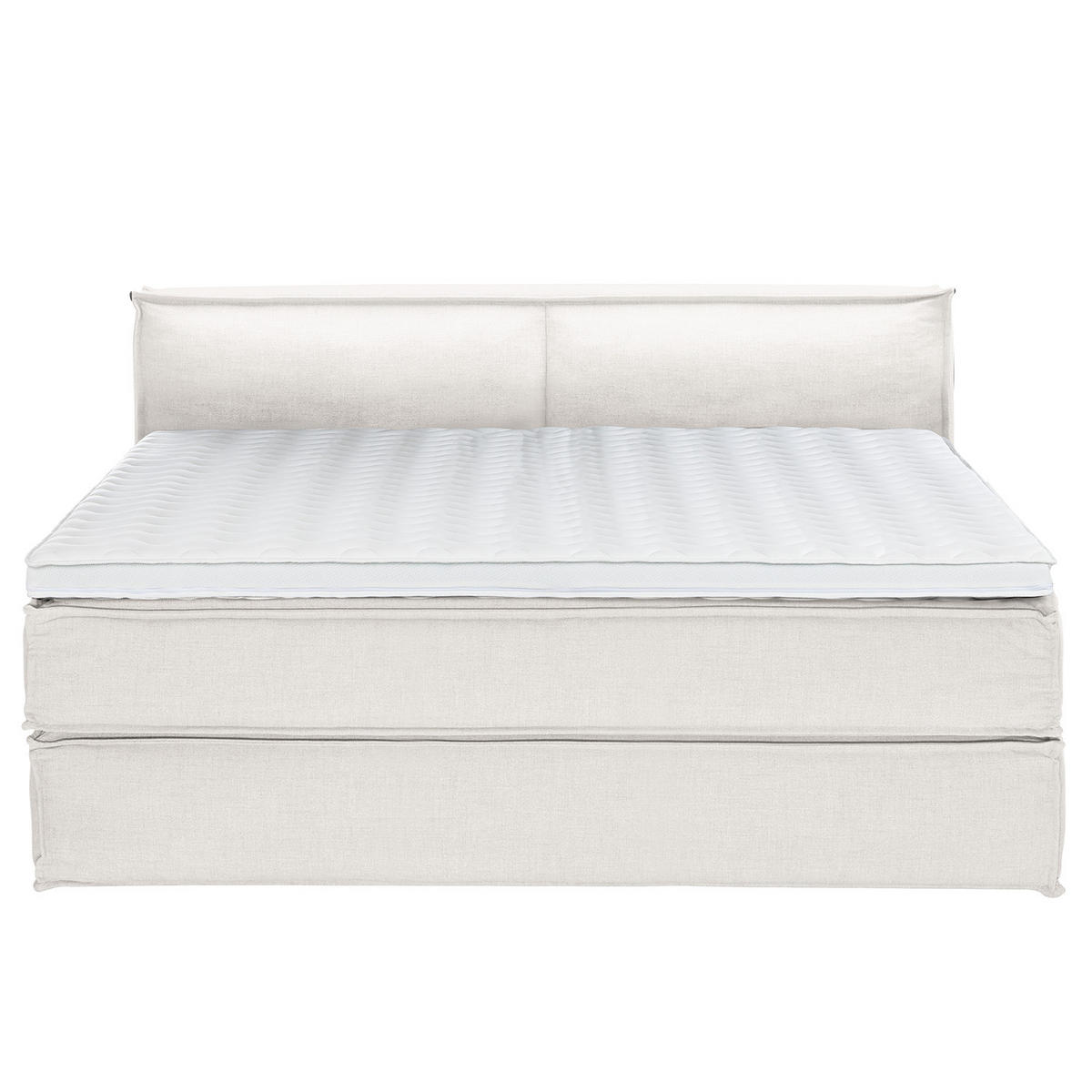 BOXSPRINGBETT mit Kopfteil - Premium - Weiß, Textil (200/220cm) - home24
