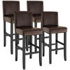 BARHOCKER 4er Set Kunstleder, Sitzhöhe 76 cm,antikbraun - Braun, Holz (40/107/41cm) - tectake
