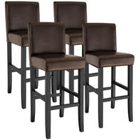BARHOCKER 4er Set Kunstleder, Sitzhöhe 76 cm,antikbraun - Braun, Holz (40/107/41cm) - tectake
