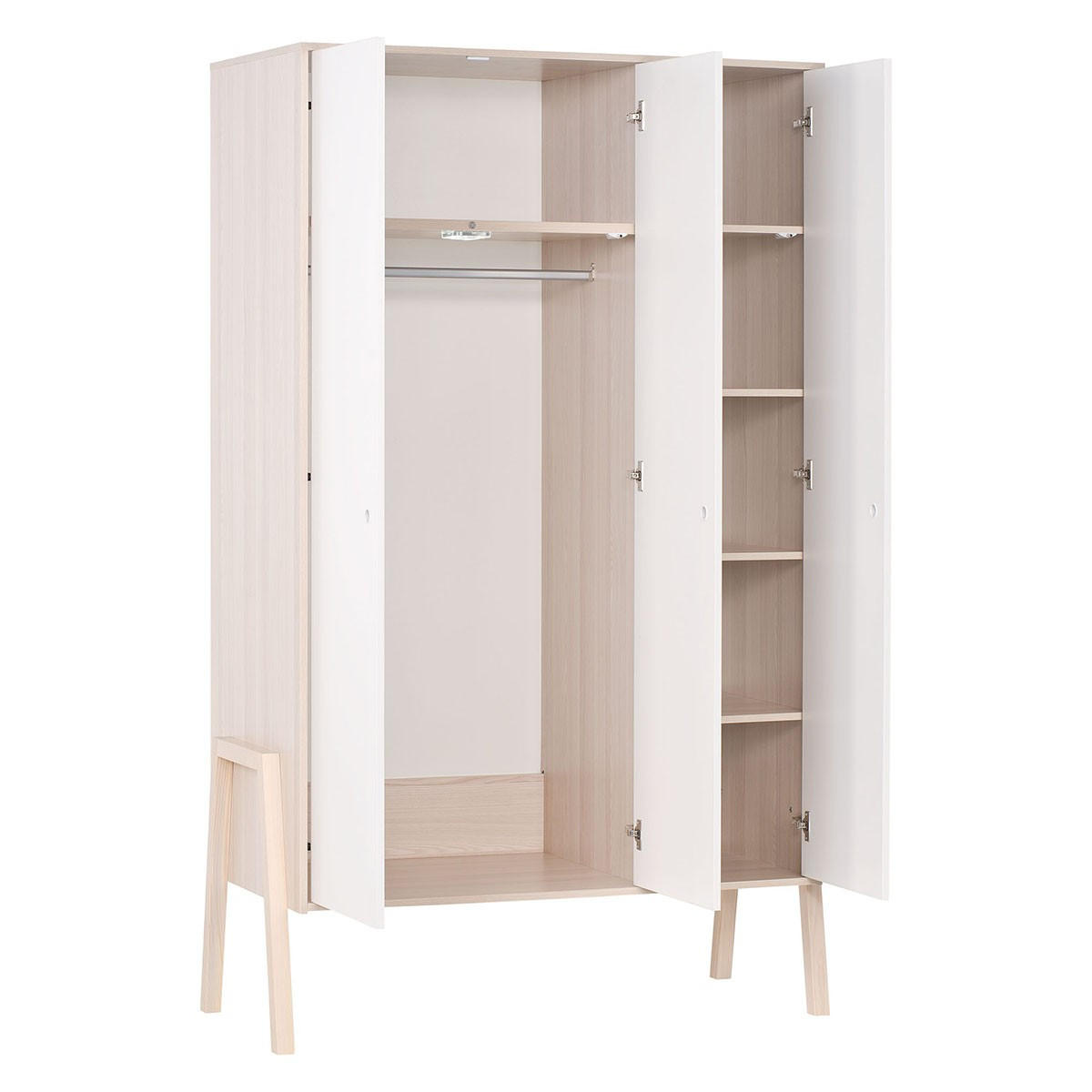 SCHRANK, mit 3 Türen, 5 Regale und 1 Kleiderstange - SPOT - Braun, Holzwerkstoff (60/210/128cm) - Calicosy