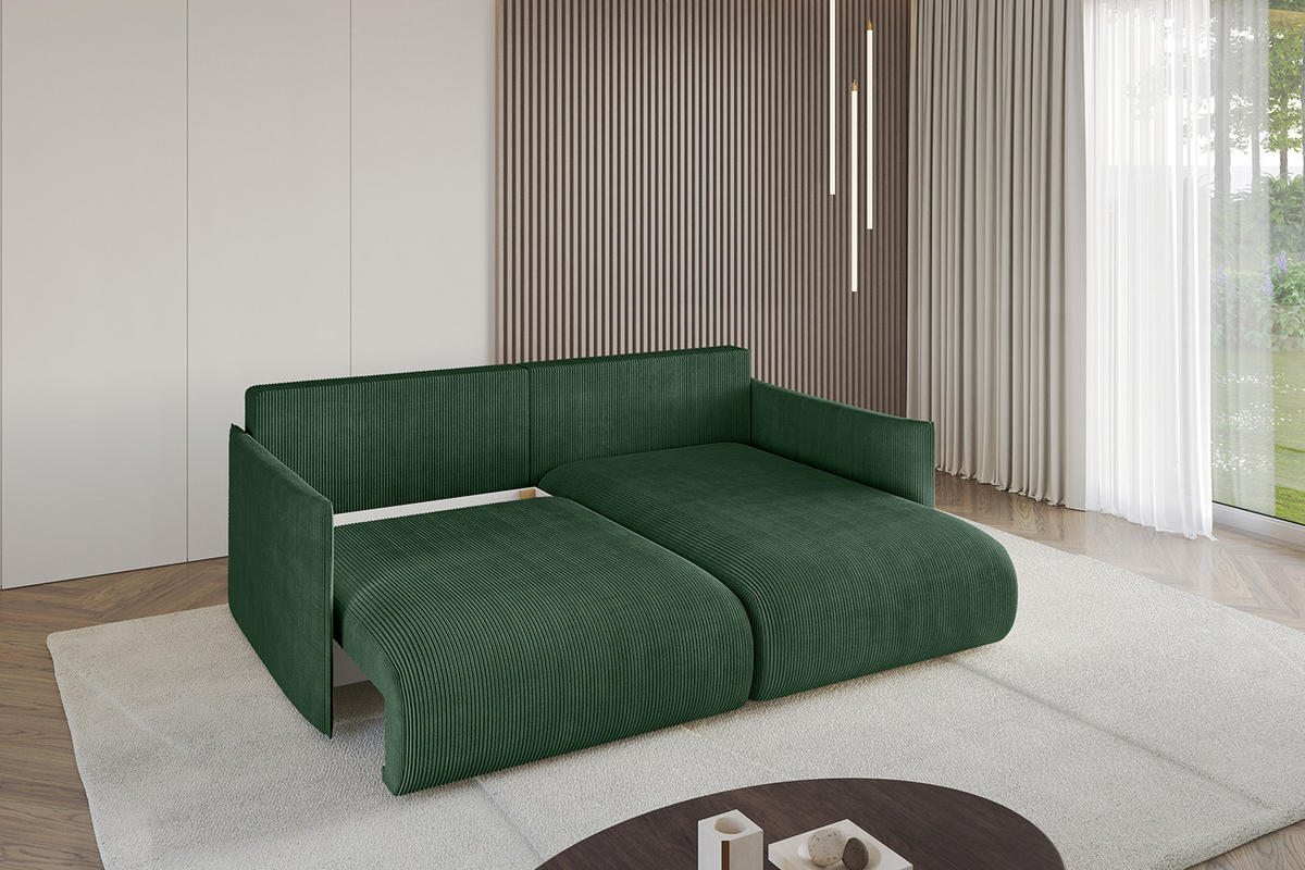 ECKSOFA Ottomane rechts ONESK-L 216x177x72 Grün Cord - Grün, Holzwerkstoff/Kunststoff (177/216cm) - ALTDECOR