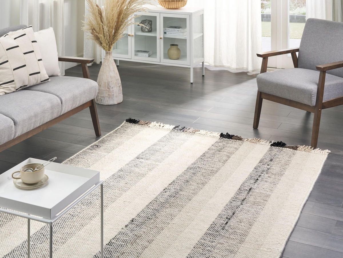 KURZFLOR-TEPPICH Emirler 200/140 cm - Weiß, Textil (140/200cm) - Beliani