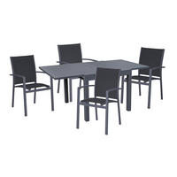 GARTEN-SITZGRUPPE Dorian 5-teilig Gartenmöbel-Set - Dunkelgrau, Kunststoff - DELUKE