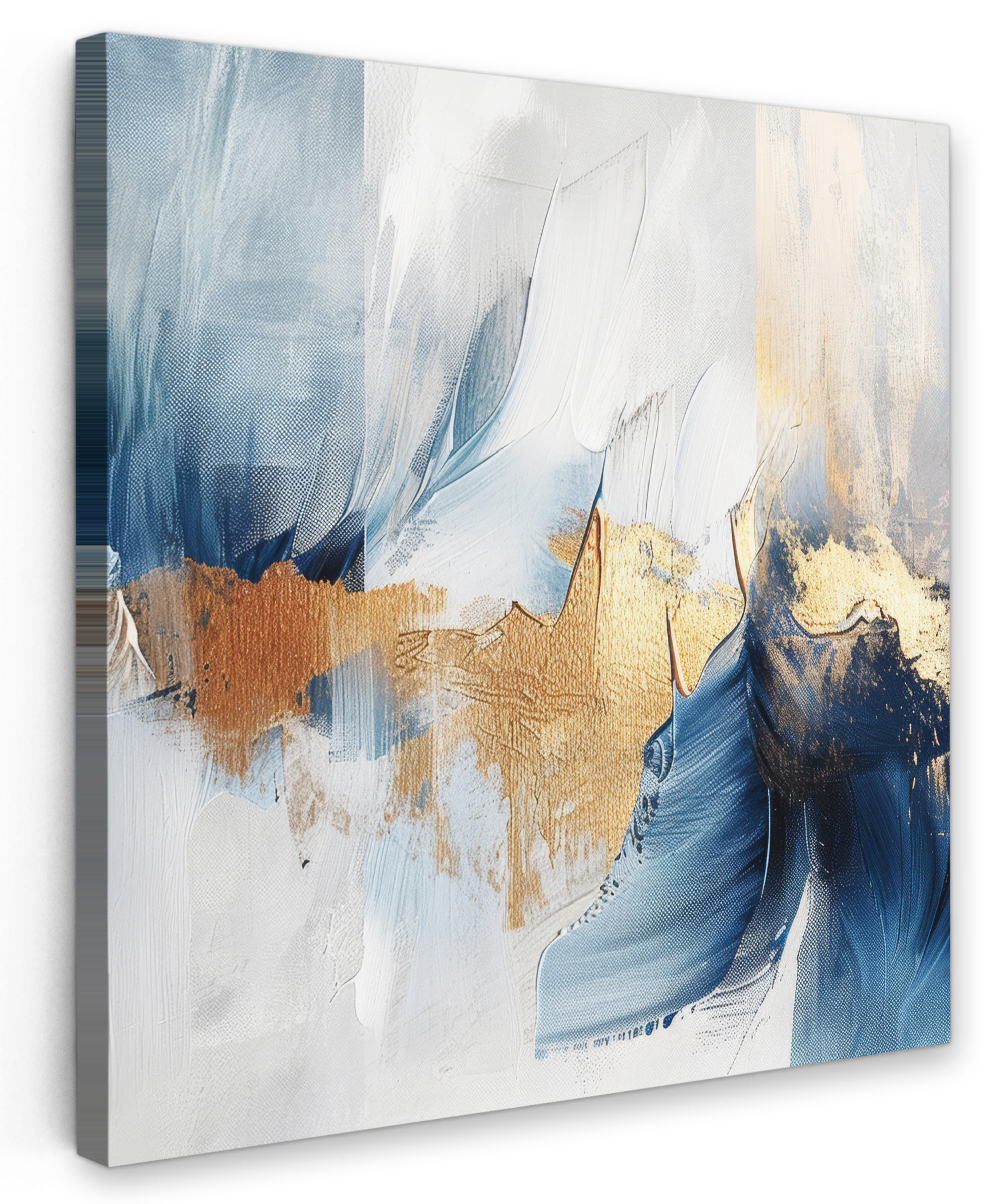 LEINWANDBILD Gold - Blau - Aquarell - Kunst - Modern 20x20 cm - Hellblau, Textil (20/20cm) - MuchoWow