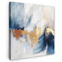 LEINWANDBILD Gold - Blau - Aquarell - Kunst - Modern 50x50 cm - Hellblau, Textil (50/50cm) - MuchoWow