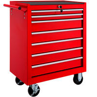 WERKZEUGWAGEN ,Rollen Ø 100 mm,rot - Rot, Metall (33/79/69cm) - tectake