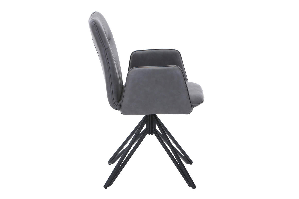 DREHSTUHL CEBU - Anthrazit/Schwarz, Leder/Metall (50/85/50cm) - SAM