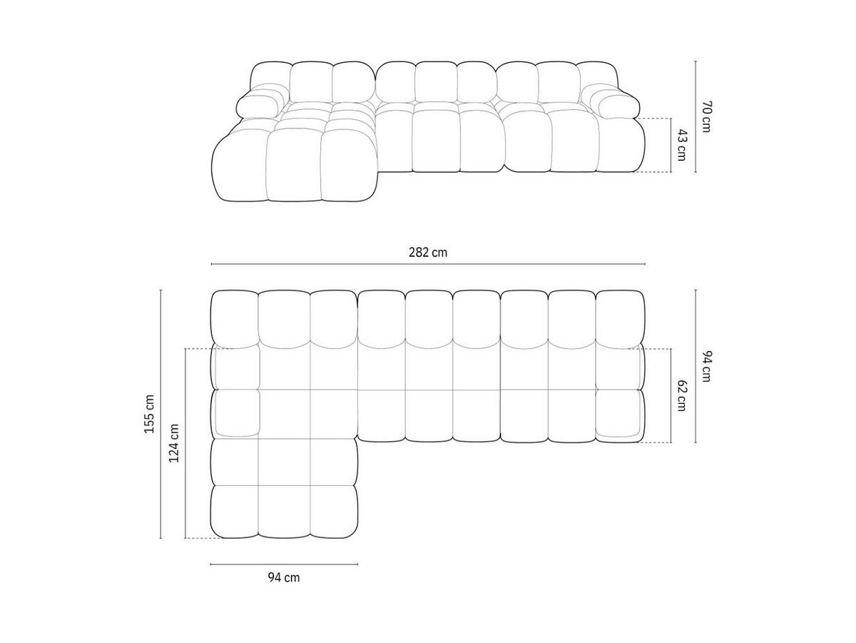 ECKSOFA modular links Bellis aus 3D-Stoff braun 4 Sitzplätze - Braun, Textil (155/282cm) - Micadoni