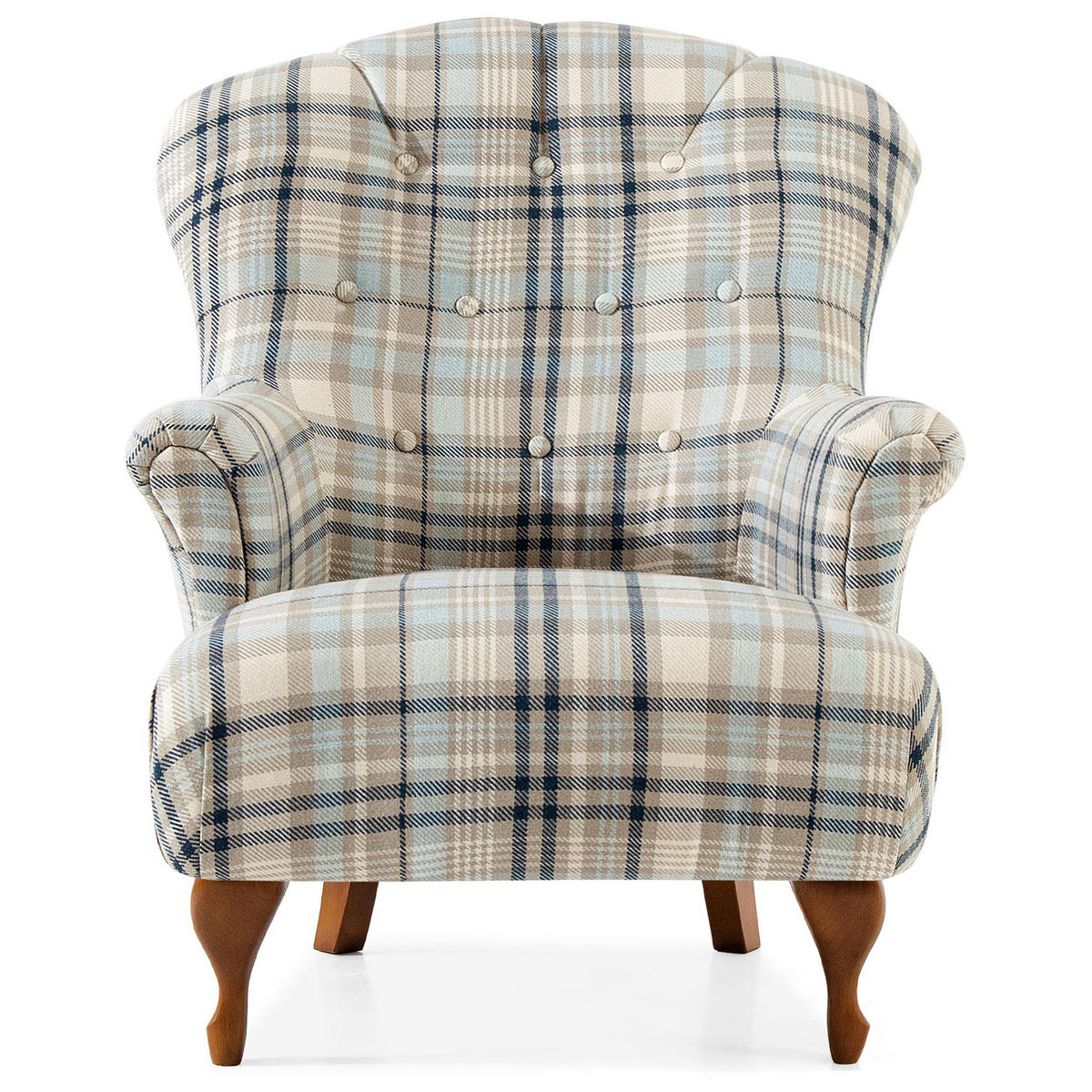 SESSEL MIT FUẞSTÜTZE TOMIS, Beige/Blau - Blau/Beige, Eichenholz/Holz (76/101/83cm) - KONSIMO®