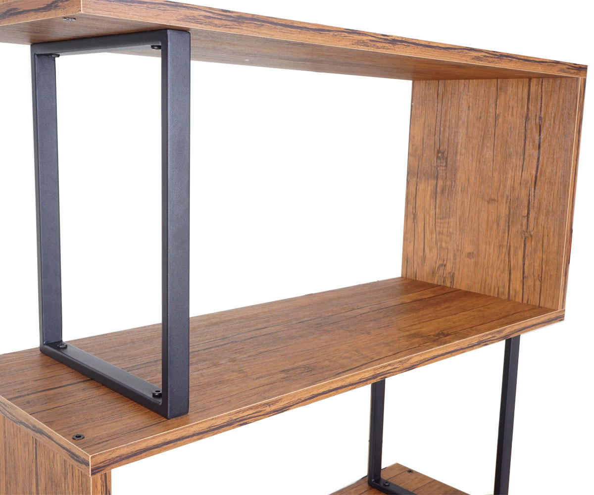 BÜCHERREGAL 183x80x30cm 3D-Struktur 5 Ebenen Wildeiche-Optik Metall Schwarz - Braun, Holzwerkstoff (80/183/30cm) - BERLINLODGE