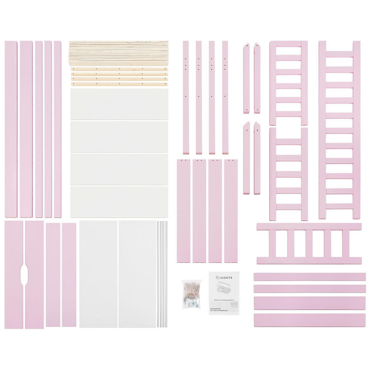 KINDERBETT Marli rosa 80x160 cm mit Bettkasten - Rosa, Holz (80/160cm) - Juskys
