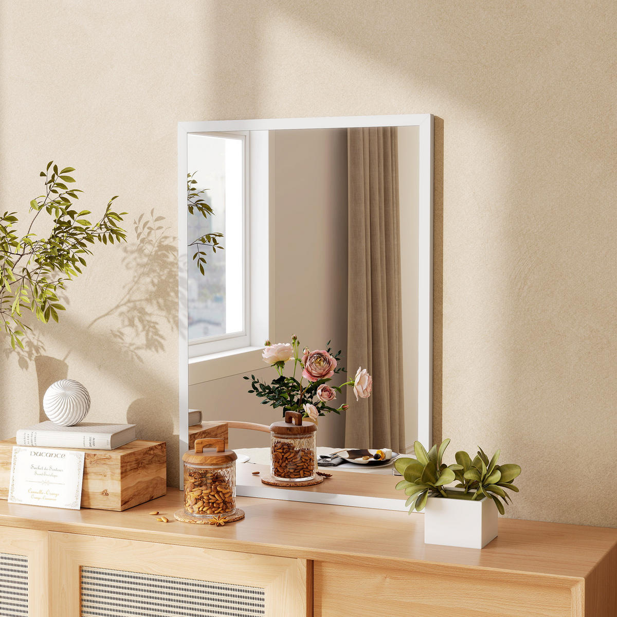 WANDSPIEGEL DE-14337 rechteckig 50x70 cm Weiß - Weiß, Glas (50/70/2cm) - ComfortXL