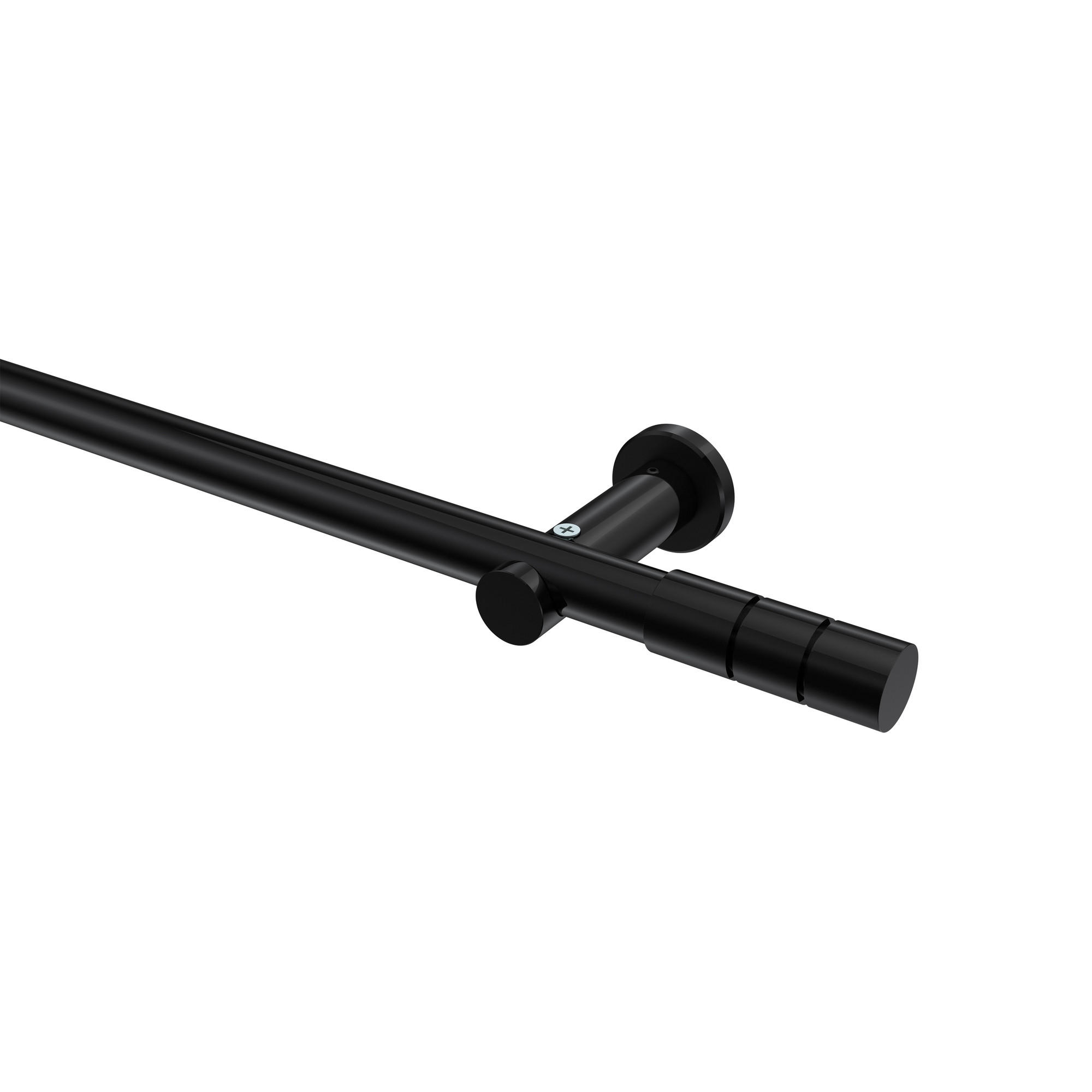 GARDINENSTANGEN-SET Platon Elanto 420 cm (geteilt in 3 x 140 cm), 1-läufig (ohne Ringe), 20 mm Ø Schwarz - Schwarz, Metall (420cm) - INTERDECO