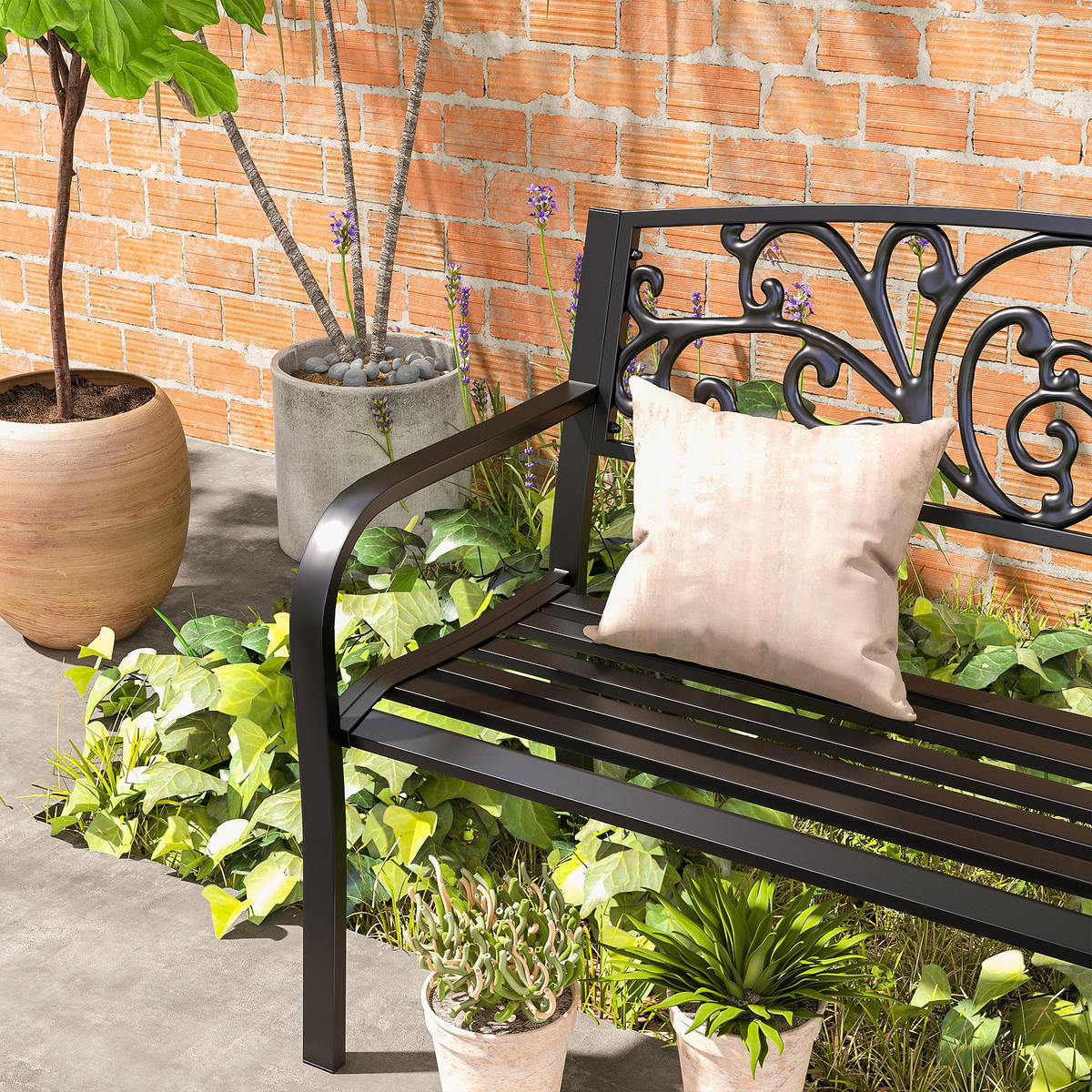 GARTENBANK DE-17801 2-Sitzer mit eleganten Rundungen Schwarz - Schwarz, Metall (127/87/60cm) - ComfortXL