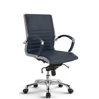DREHSTUHL Montreal Echtleder Dunkelblau – ergonomisch, bis 150 kg, Sitzhöhe 46-54cm - Dunkelblau, Leder/Metall (60/97/60cm) - Versee