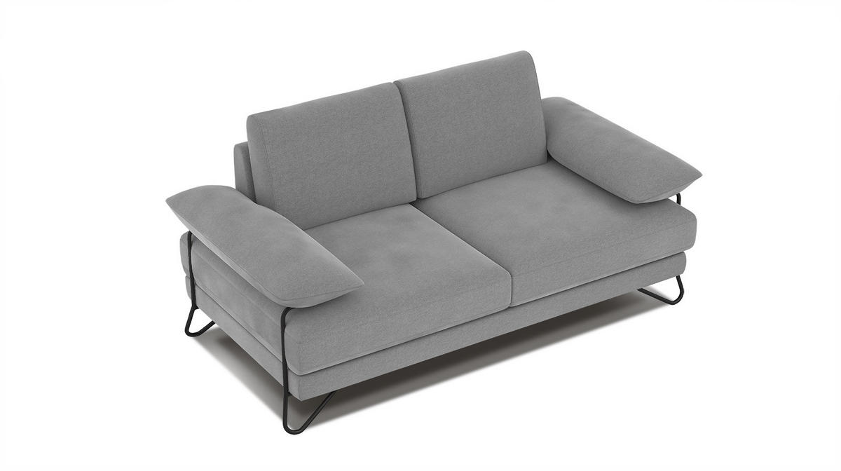 SOFA LORI 2-Sitzer, hellgrau - Hellgrau/Schwarz, Holzwerkstoff/Textil (185/87/96cm) - Courtois Laville