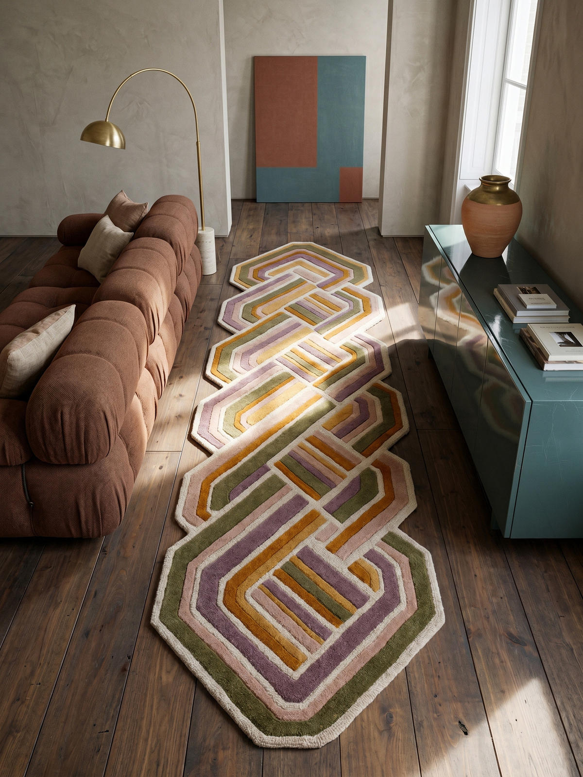 WOLLTEPPICH SOAR, geometrisch, Flieder, 80 x 300 cm - Rosa, Textil (300/80cm) - KADIMA DESIGN