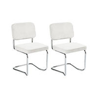 ESSZIMMERSTUHL 2er-Set Cremeweiß Irwin - Silberfarben/Weiß, Textil (50/85/53cm) - Beliani