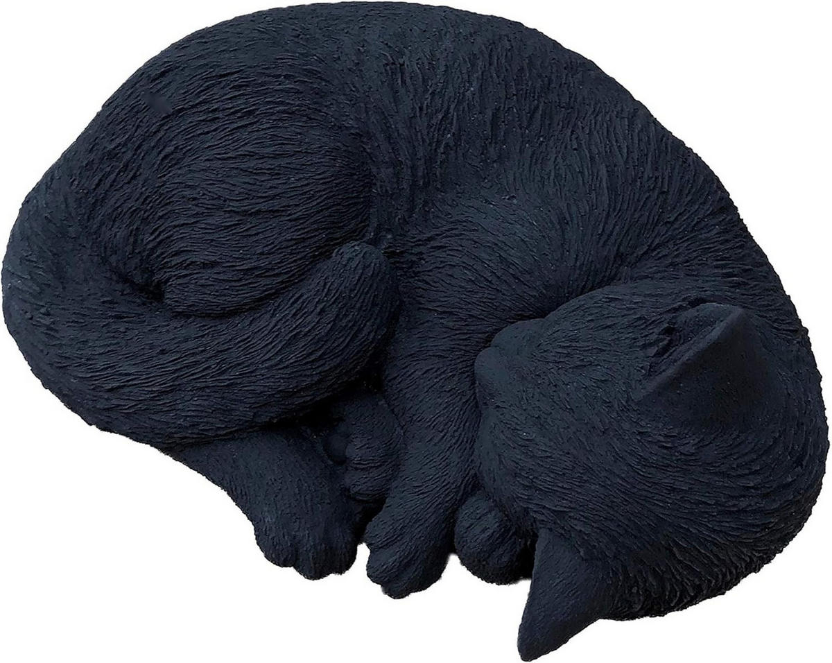 STEINFIGUR Schwarze Katze schlafend, eingerollt, frostfest - Schwarz, Stein (26/11/24cm) - stoneandstyle