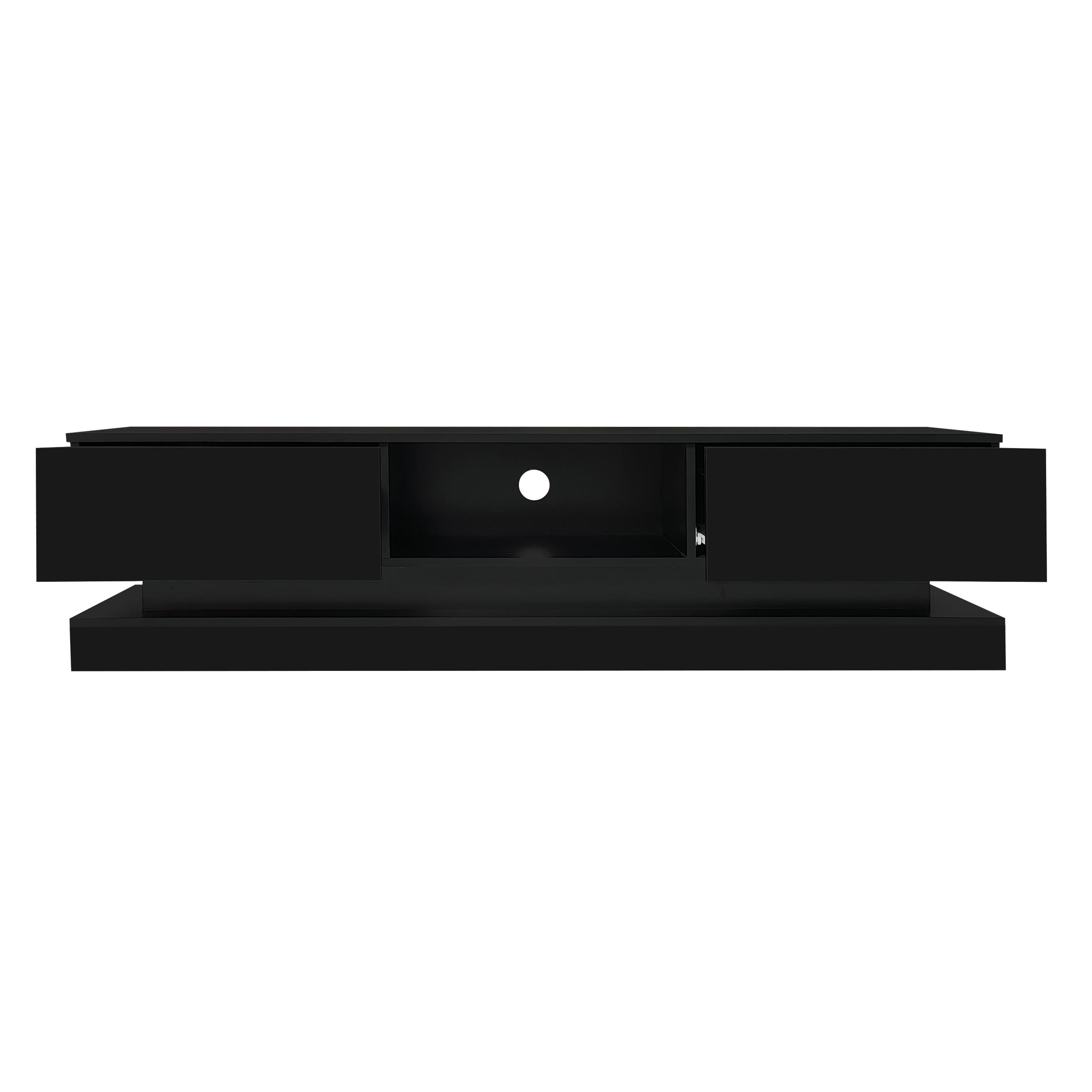 TV-LOWBOARD Led Schwarz 160/35/40.5 cm - Schwarz, Holz (160/40.5/35cm) - PANGIVO