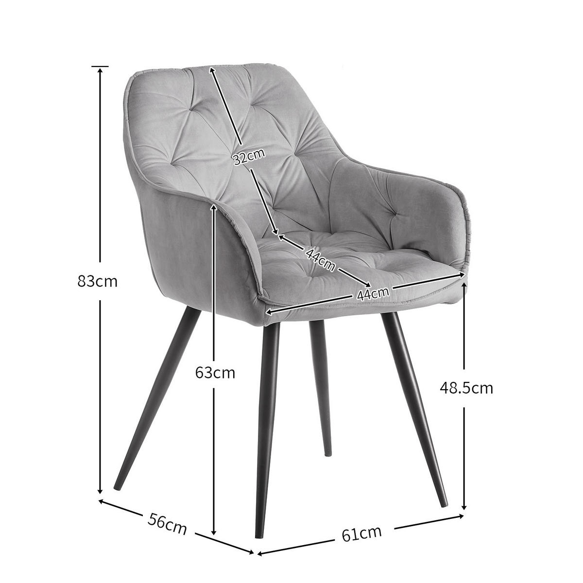 ARMLEHNSTUHL DIETER Anthrazit 2 Stück - Anthrazit, Textil/Metall (61/83/56cm) - B&D Home
