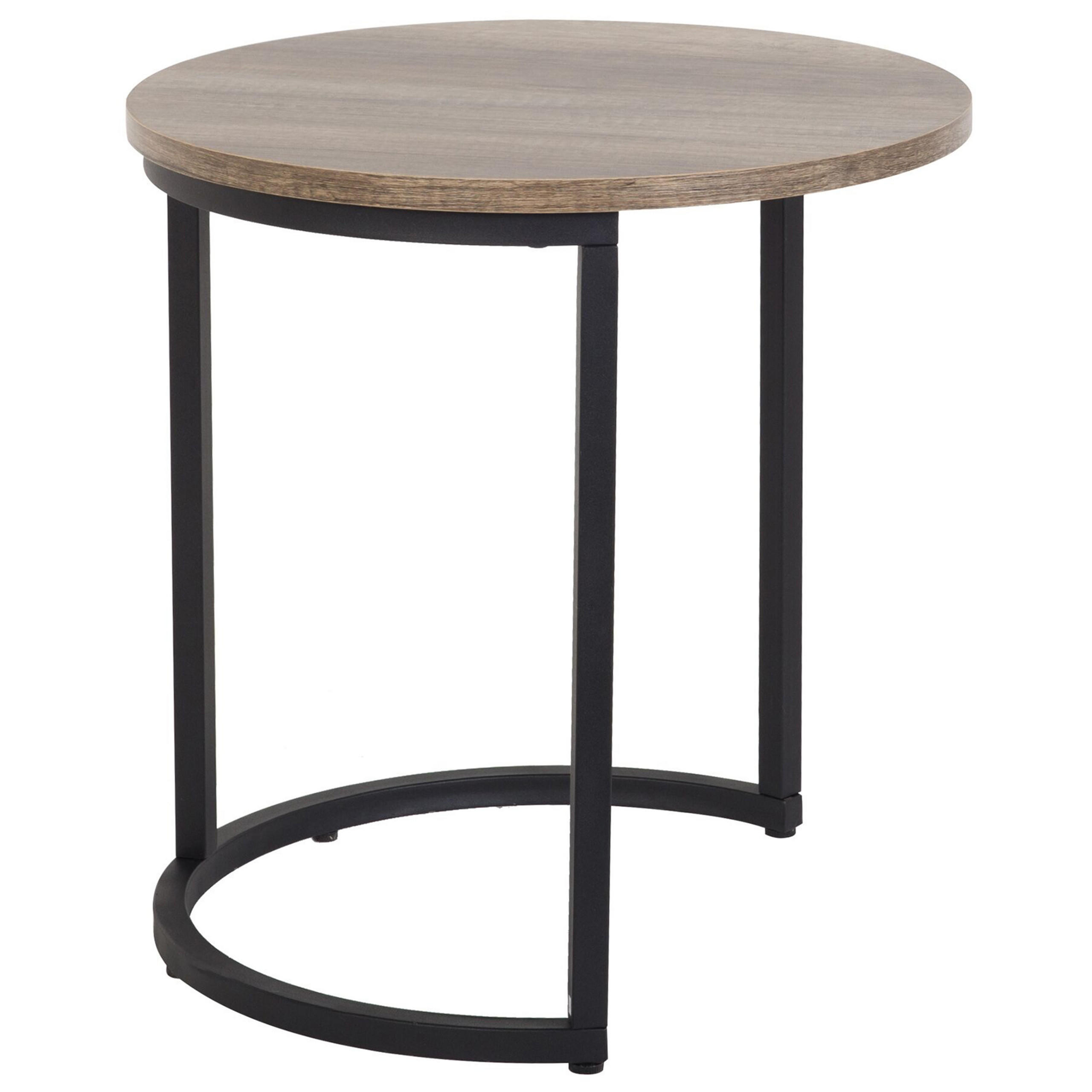 BEISTELLTISCH 2er-Set Rund Holz, Schwarz Dixie - Dunkelbraun, Holzwerkstoff (48/48cm) - Beliani