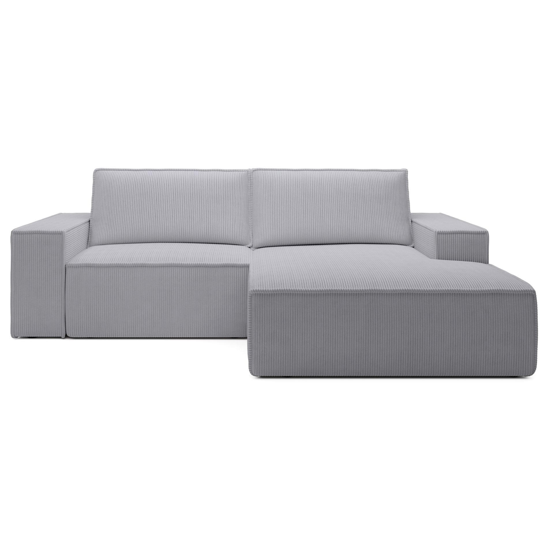 ECKSOFA Farese Mini mit Cordbezug Hellgrau, rechts - Hellgrau/Schwarz, Textil (240/167cm) - Selsey