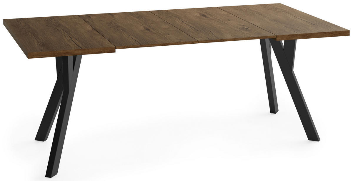 STÔL Clover Štvorcový Rozkladací s Čiernymi Bukovými Nohami – Dub Lefkas – 100 x 100 / 200 cm - hnedá/čierna, drevo/kompozitné drevo (100/200/76.5cm) - WFL GROUP