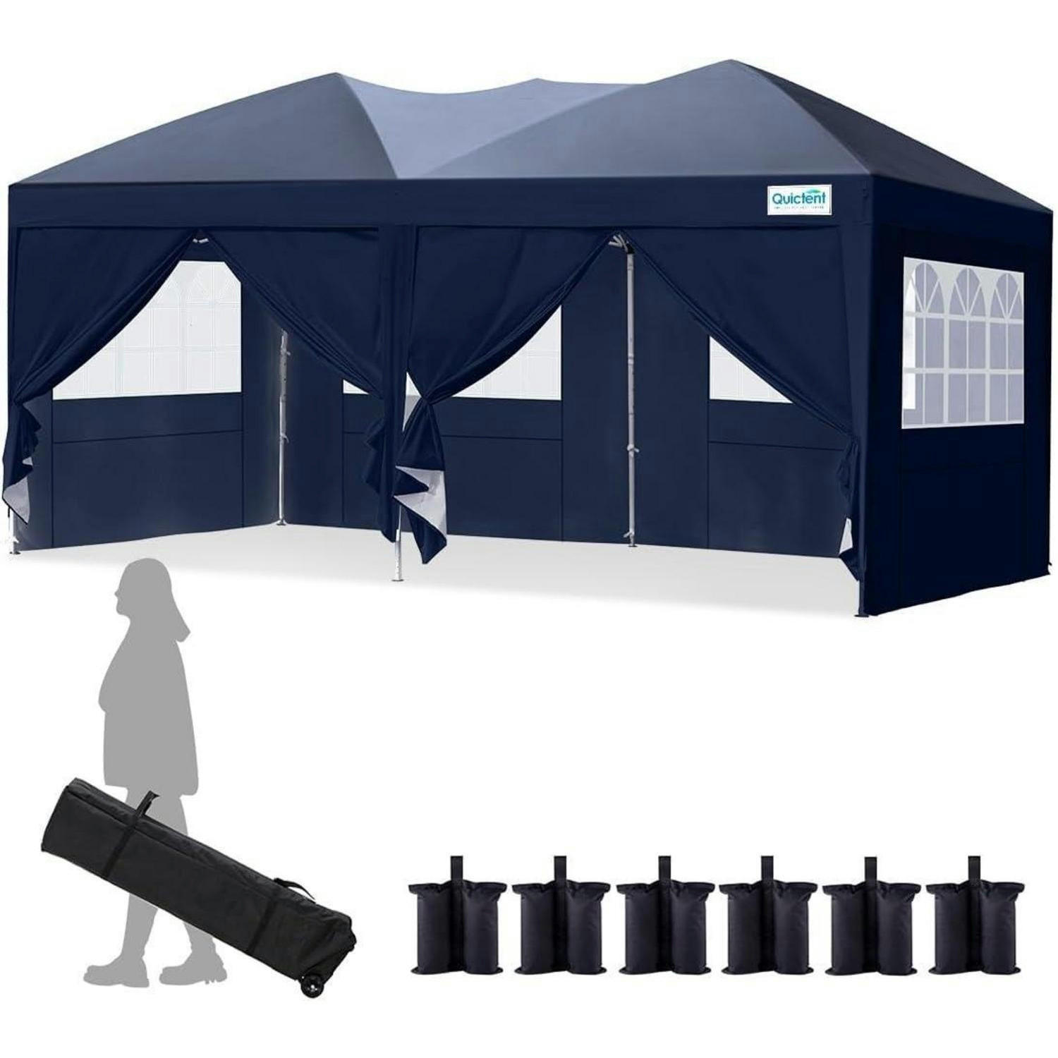 FALTPAVILLON 3x6m Dunkelblau wasserdicht mit Seitenwänden - Dunkelblau, Textil (256/256/256cm)