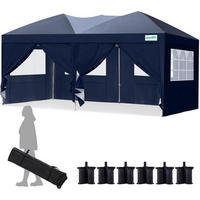 FALTPAVILLON 3x6m Dunkelblau wasserdicht mit Seitenwänden - Dunkelblau, Textil (256/256/256cm)