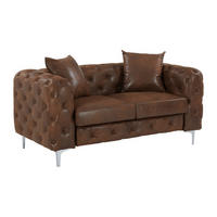 CHESTERFIELD-SOFA 2-Sitzer - Mikrofaser - Vintage-Leder-Optik - Braun - EDWINA - Braun, Textil (162/76/91cm) - Vente-Unique