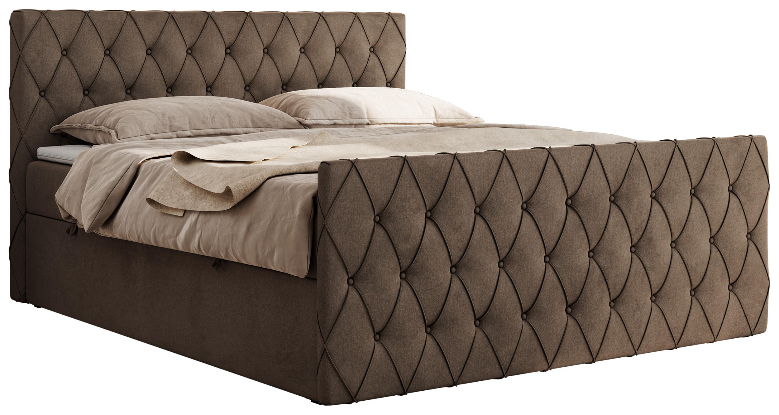 BOXBETT MIREN DUO 120/200 - Braun Velvet - H3 - Braun, Holz/Textil (120/200cm) - MKS
