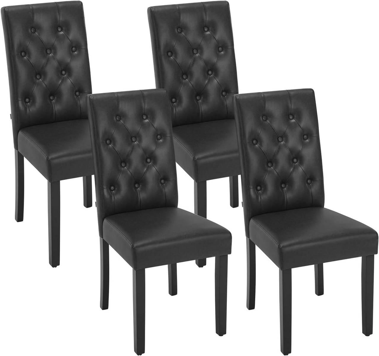 ESSZIMMERSTUHL 4er Set, Kunstleder, Holzbeinen, Schwarz - Schwarz, Holz/Kunststoff (44/99/59cm) - Woltu