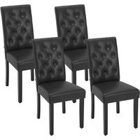 ESSZIMMERSTUHL 4er Set, Kunstleder, Holzbeinen, Schwarz - Schwarz, Holz/Kunststoff (44/99/59cm) - Woltu