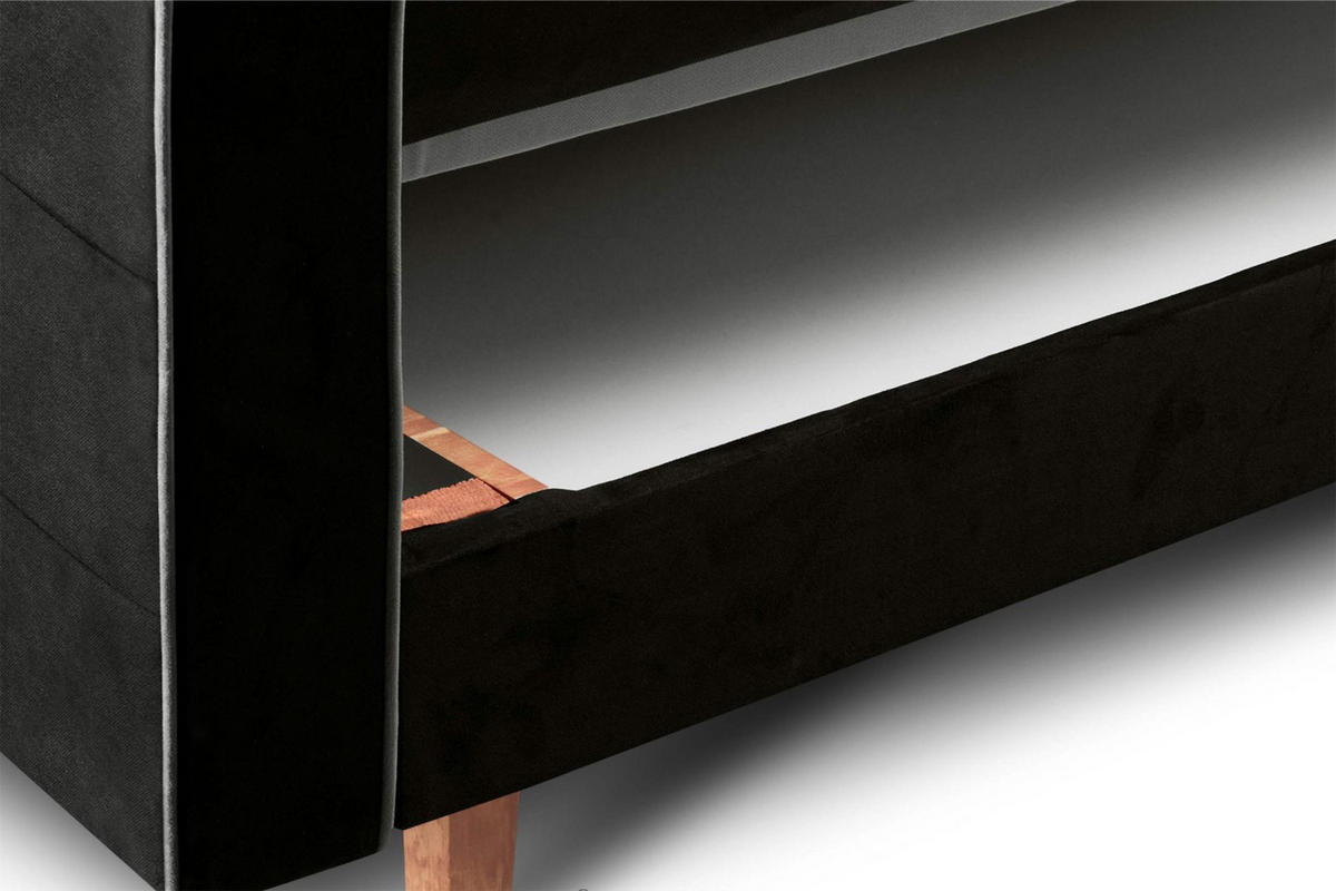 3-SITZER-SCHLAFSOFA DOZER mit 2 Zierkissen und Wellenunterfederung , Schwarz - Schwarz, Textil (223/94/93cm) - KONSIMO®