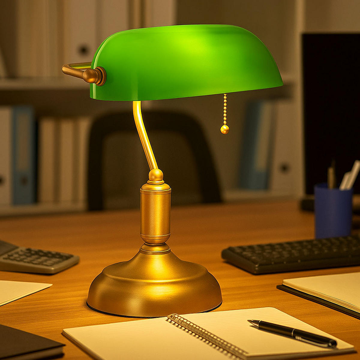 TISCHLEUCHTE Antique Messing Grün - Messingfarben, Glas (26.5/18/36cm) - Globo Lighting