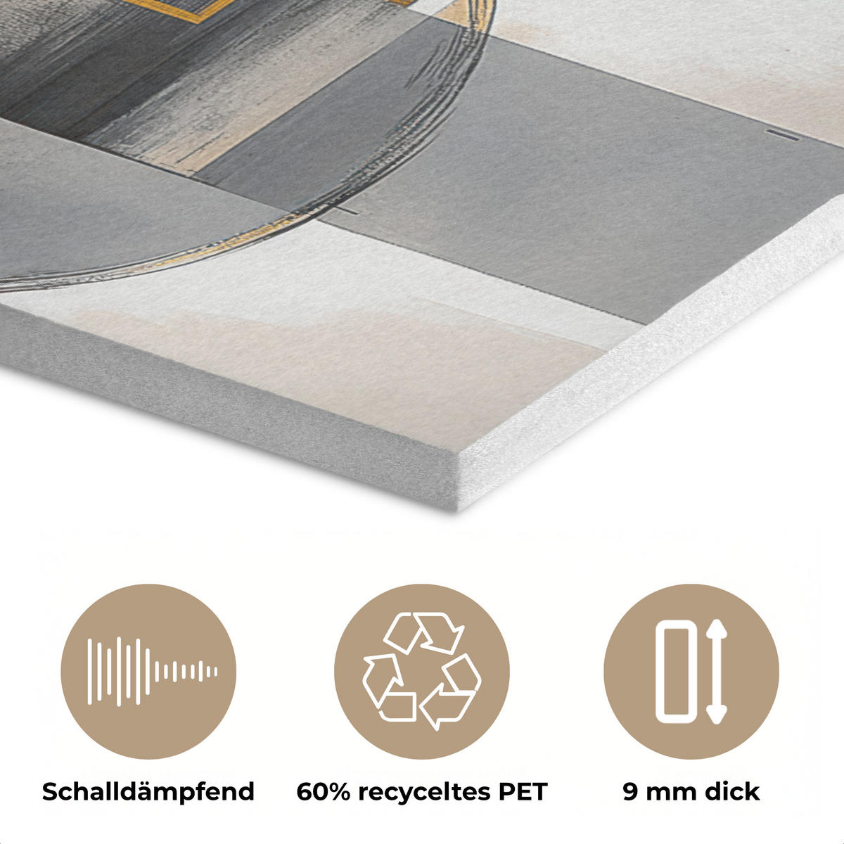 AKUSTIKBILD Abstrakt - Gold - Silber - Formen - Ästhetisch - Modern Wanddeko 60x90 cm - Goldfarben, Kunststoff (60/90/0.9cm) - MuchoWow