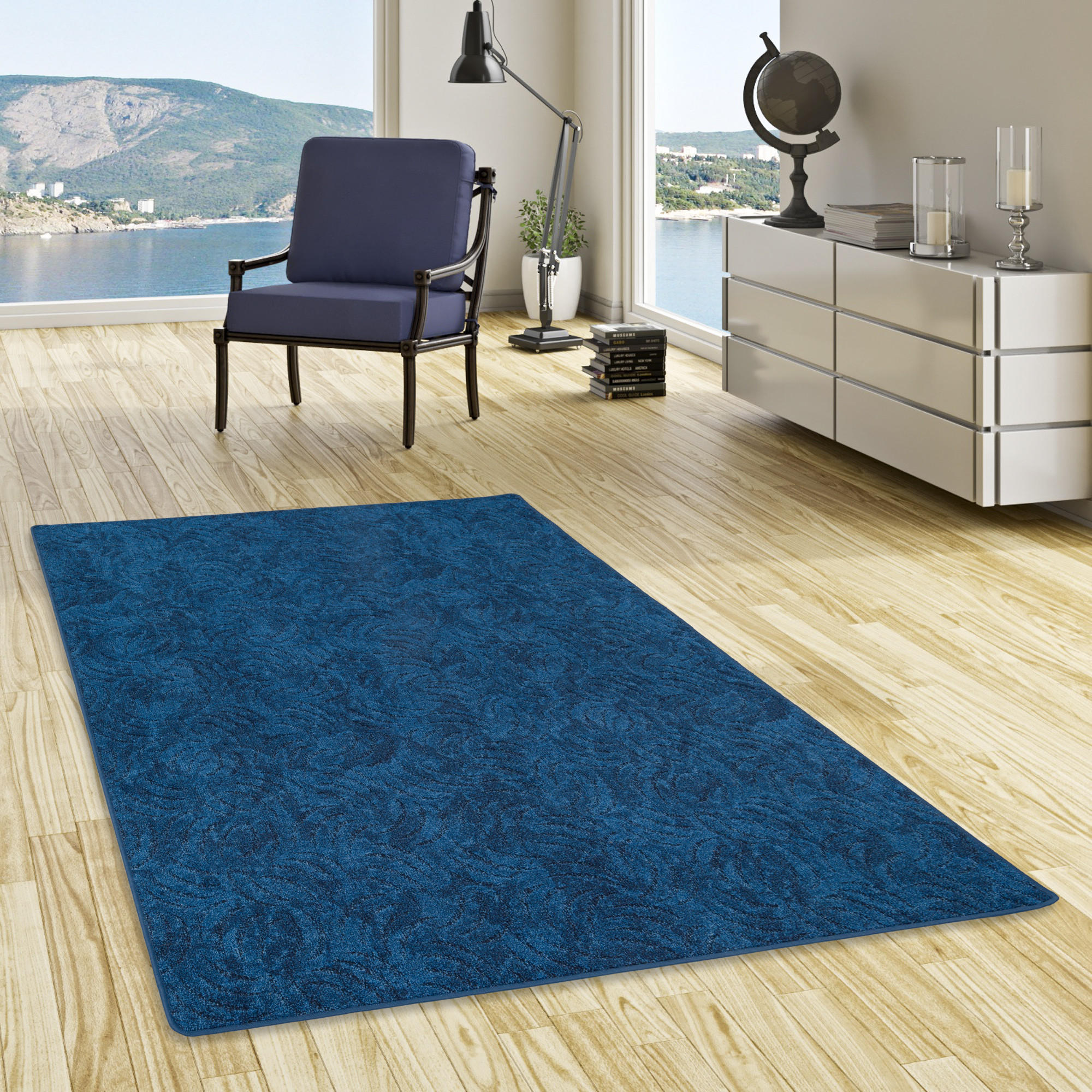 KONTURENSCHNITT HOCHFLOR LANGFLOR TEPPICH FRIEDA - Blau, Textil (100/100cm) - Snapstyle