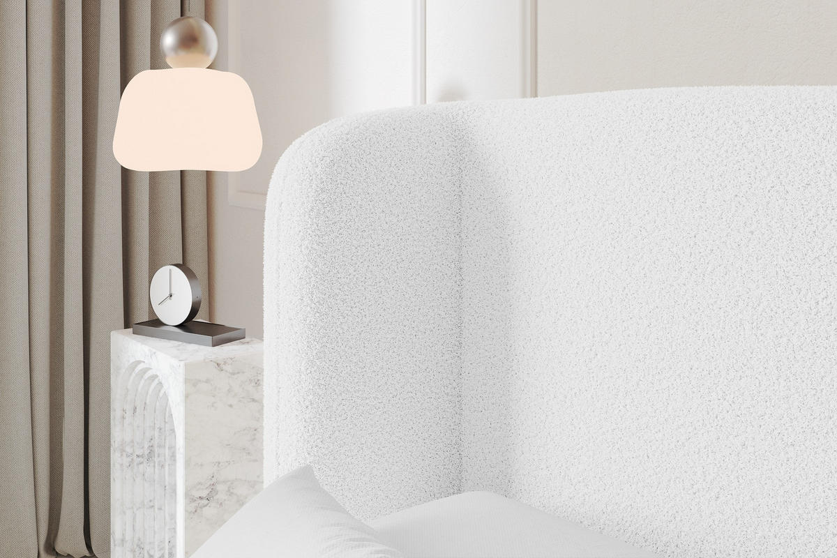 POLSTERBETT mit Bettkasten, Fußteil und Lattenrost, Boxbett ohne Matratze - ESTI-Z 160x200 Weiß - Weiß, Holzwerkstoff/Textil (160/200cm) - ALTDECOR