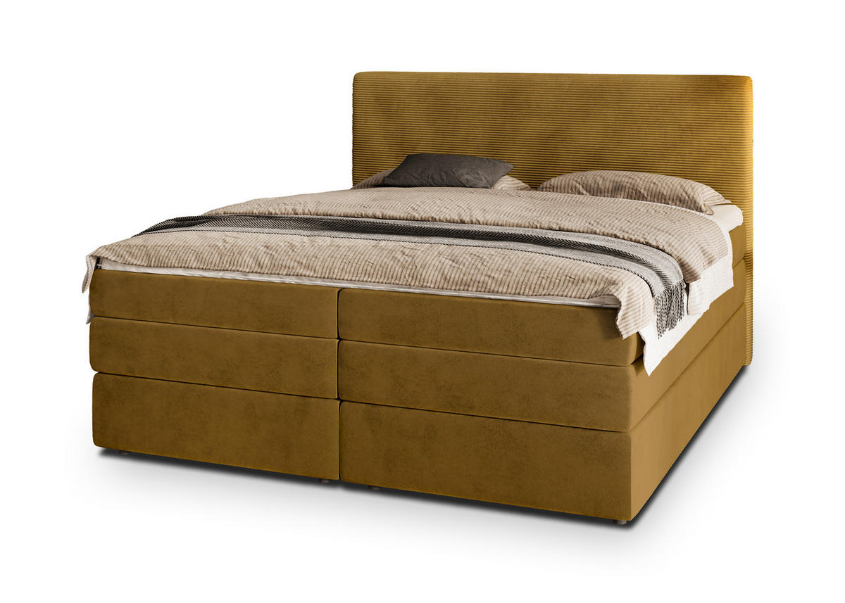 POSTEL BOXSPRING MATERN 160x200 cm, s matrací a úložným prostorem, žlutá - žlutá, kompozitní dřevo/textil (160/200cm) - MASSENO