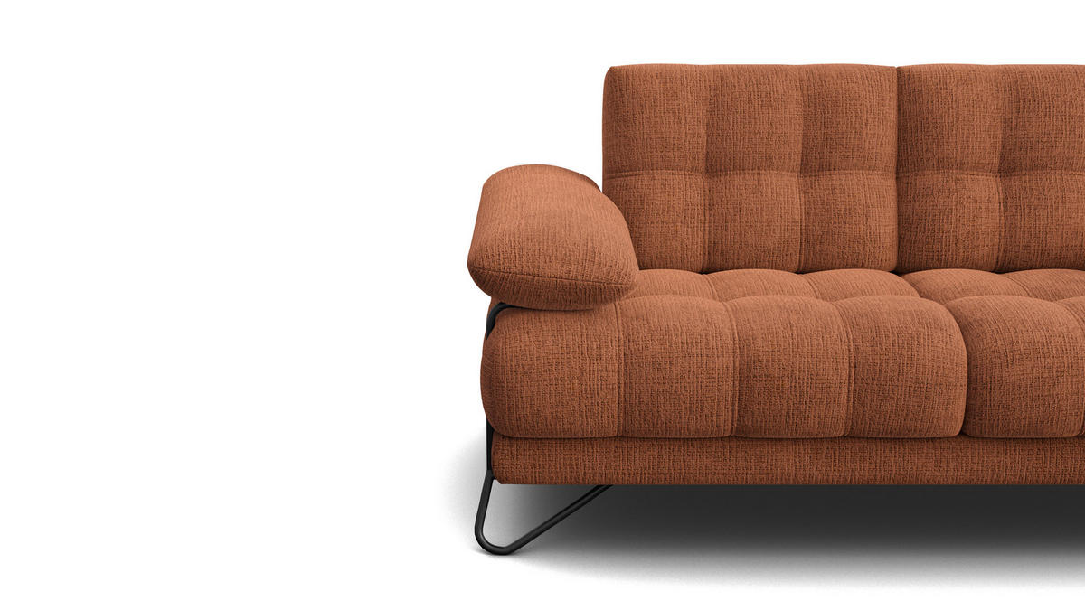 SOFA BUBBARA 2-Sitzer, rostrot - Schwarz/Orange, Holz/Textil (185/87/96cm) - Courtois Laville