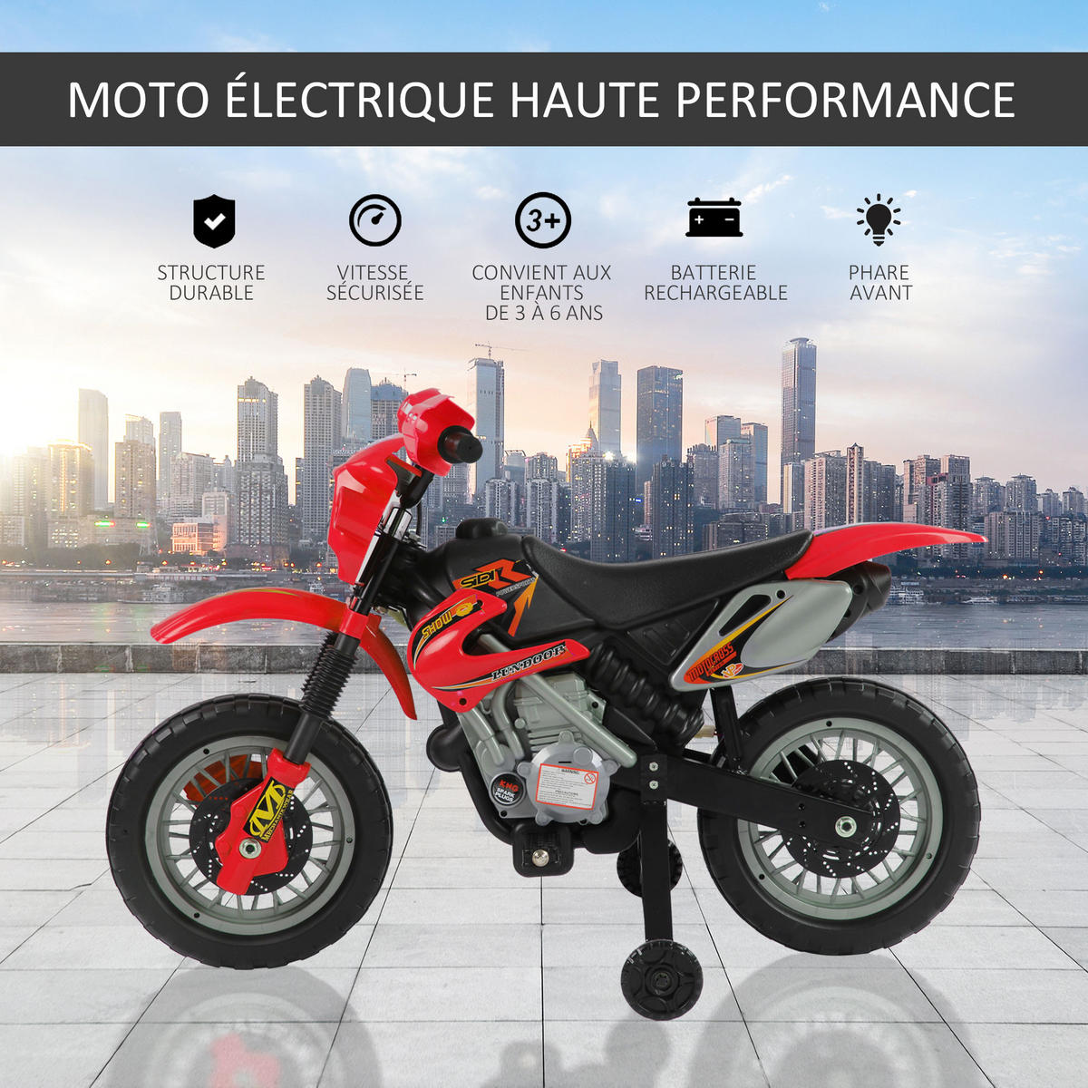 ELEKTRO-MOTORRAD DE-13170 Licht & Sound Rot - Rot, Metall (102/53/66cm) - ComfortXL