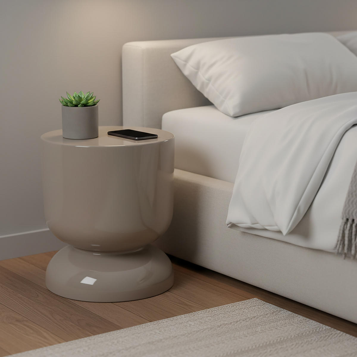 STRANSKA miza - bež, kovina (36/36/46cm) - Relaxdays